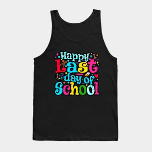 Happy Last Day Of School Groovy Graduation Teacher Students Tank Top